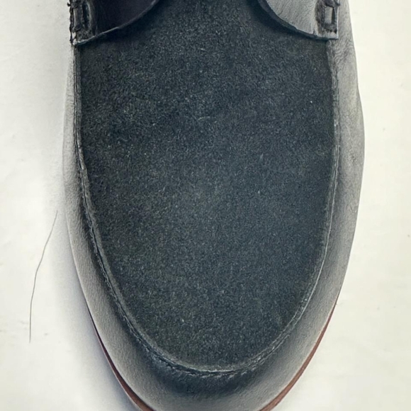 Korks Black Leather 3" Wedge Heel Ankle Booties Size 10 Suede Buckle Zip Close - Picture 5 of 9